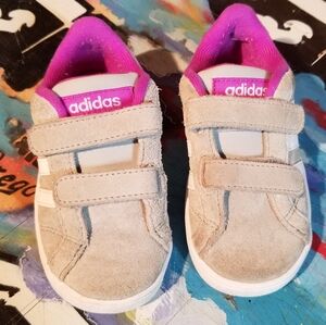 ADIDAS grey suede with purple toddler